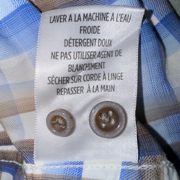 Robert Graham men's Shirt Blue Brown Plaid Flip Cuff w logo size Large. EUC - Picture 13 of 14